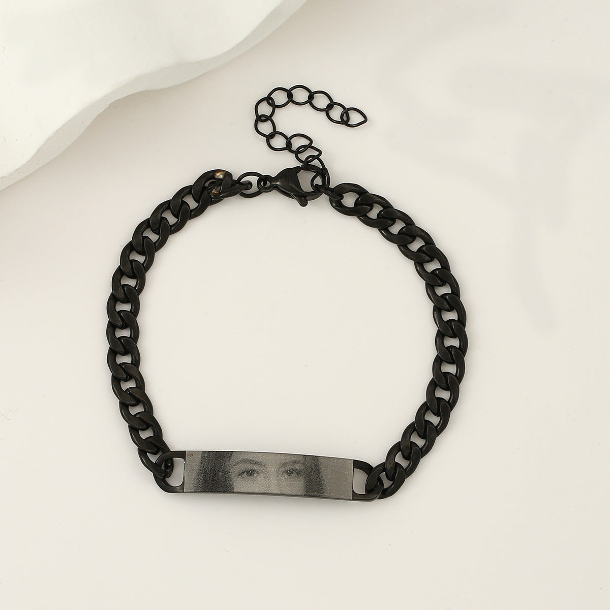 Engraved text and image custom bracelet with eyes