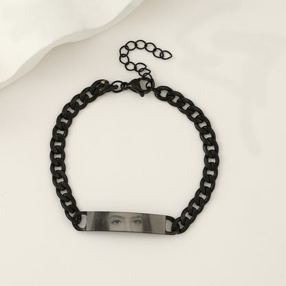 Engraved text and image custom bracelet with eyes