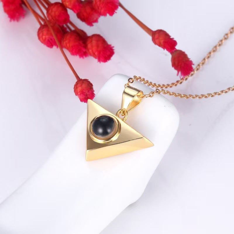 Photo projection triangle necklace