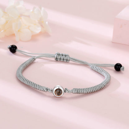 Photo projection colorful couple braided bracelet