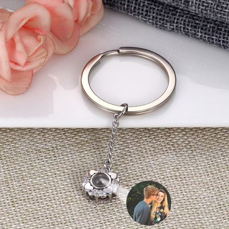 Collar de girasol con proyección de fotos