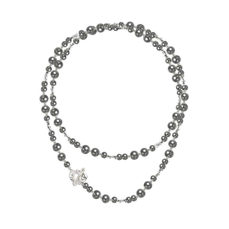 Colored pearl stacking necklace for clothing