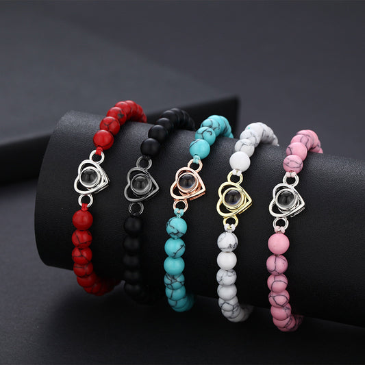 Photo projection natural stone bracelet