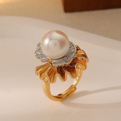 Simple and elegant freshwater pearl zircon earrings - jewelryweilin