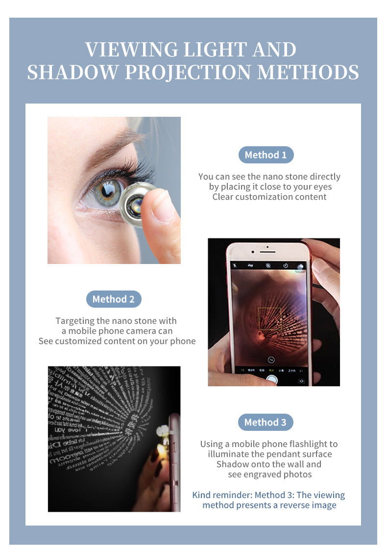 Photo projection colored diamond butterfly necklace