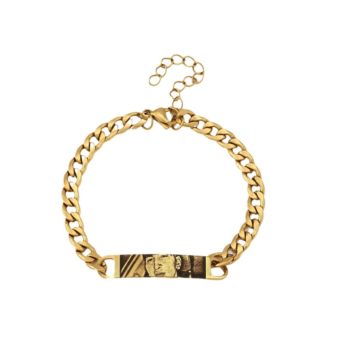 Engraved text and image custom bracelet with eyes