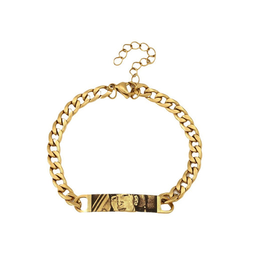 Engraved text and image custom bracelet with eyes