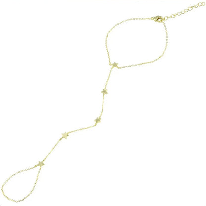 Delicate gold ring finger chain