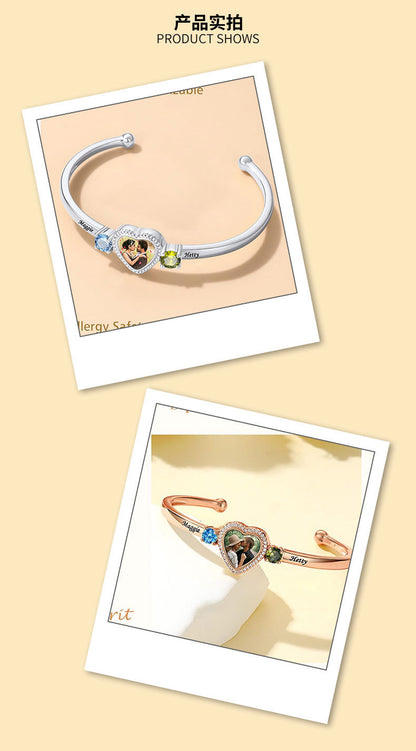 Pulsera con foto de corazón personalizada 