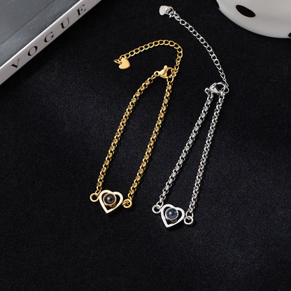 Photo projection heart shape bracelet