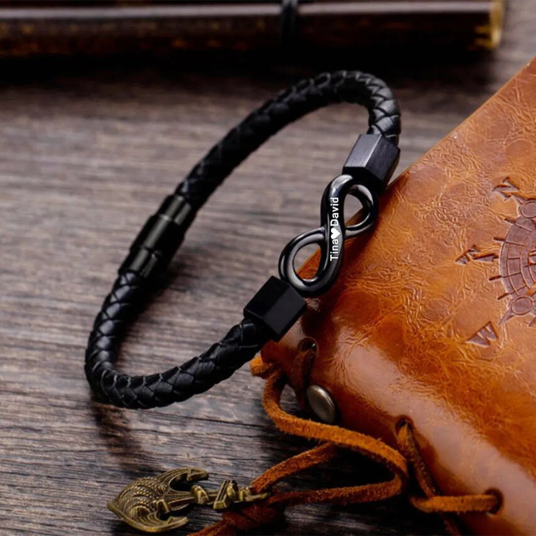 DIY engraved 8-character leather cord bracelet