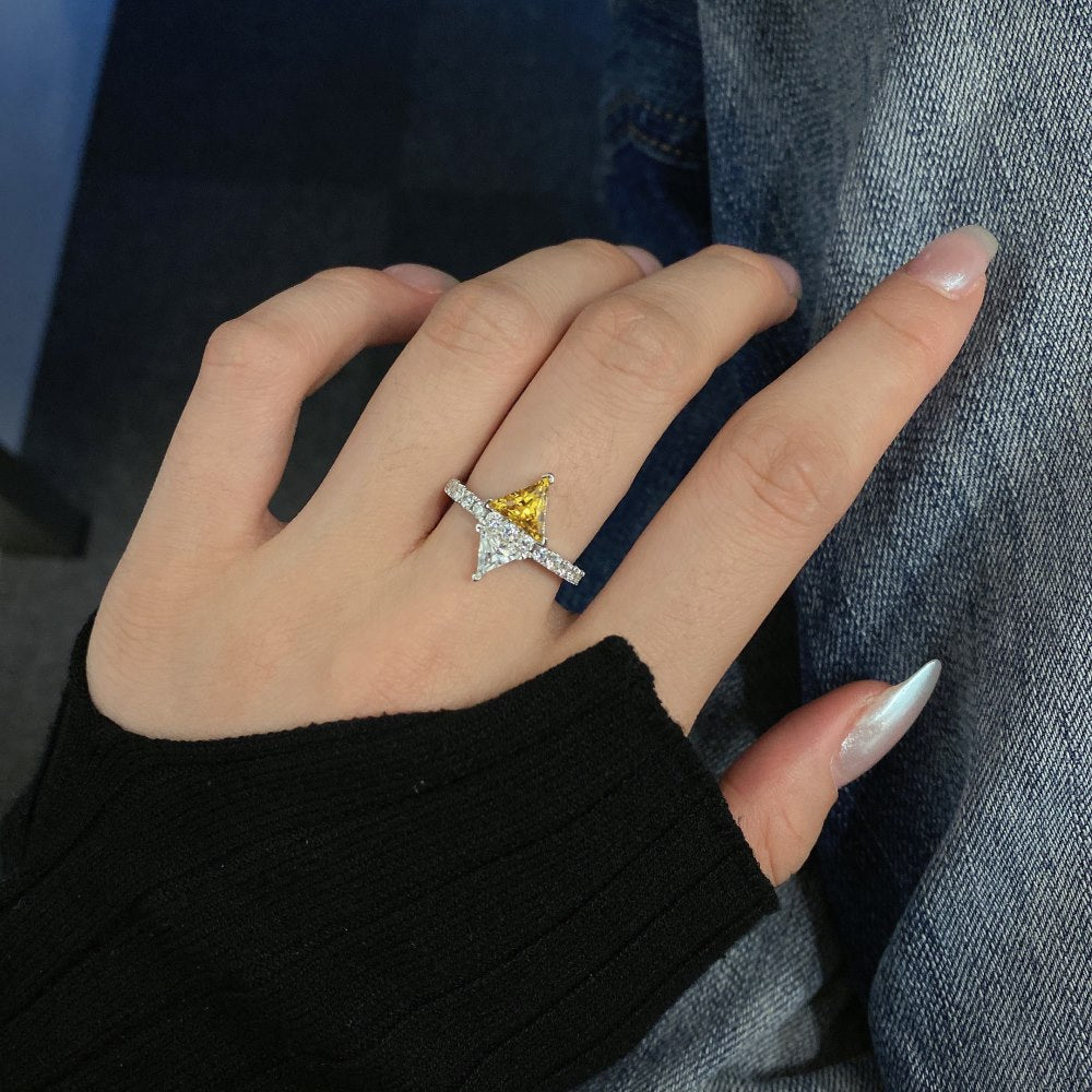 Classic noble shining ice flower cut high carbon diamond zircon ring - jewelryweilin