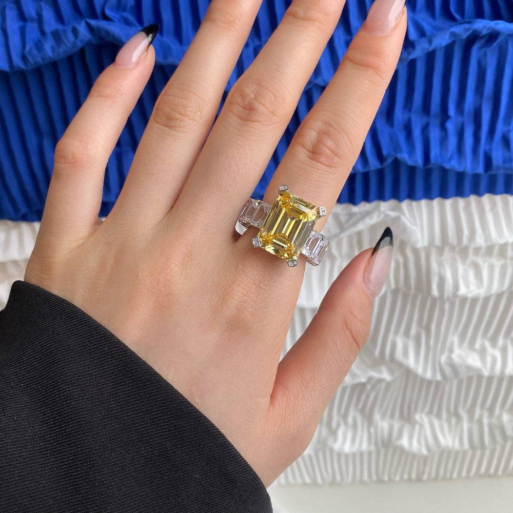 Classic noble shining ice flower cut high carbon diamond zircon ring - jewelryweilin