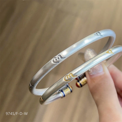 Chinese enamel pattern round stick sterling silver bracelet - jewelryweilin