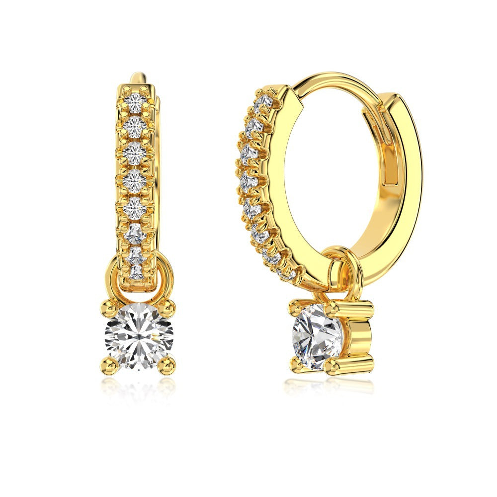 Fashion personality zircon round earrings - jewelryweilin