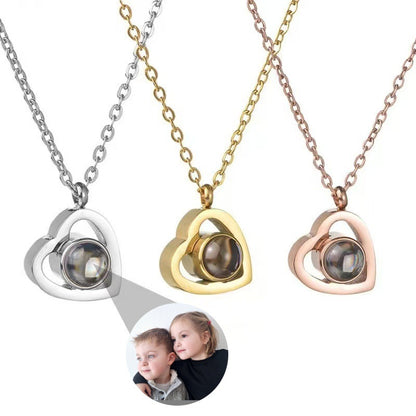 Photo projection pendant necklace