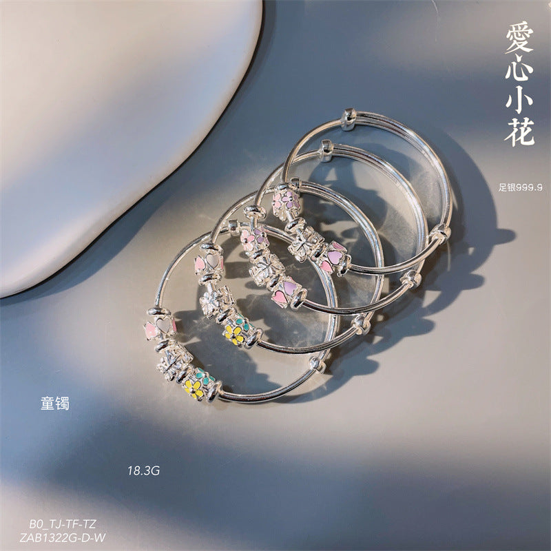 China A pair of sterling silver heart circle bracelets for children - jewelryweilin