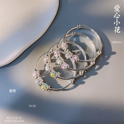 China A pair of sterling silver heart circle bracelets for children - jewelryweilin