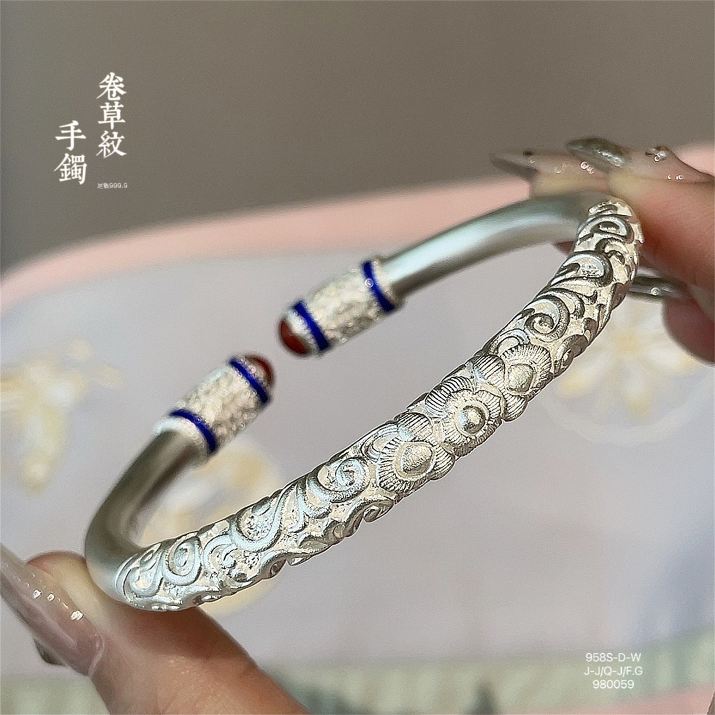 New Chinese style curly grass pattern open bracelet