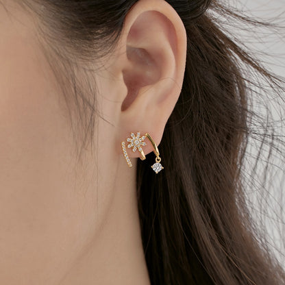 Fashionable and personalized zircon eight-pointed star earrings - jewelryweilin