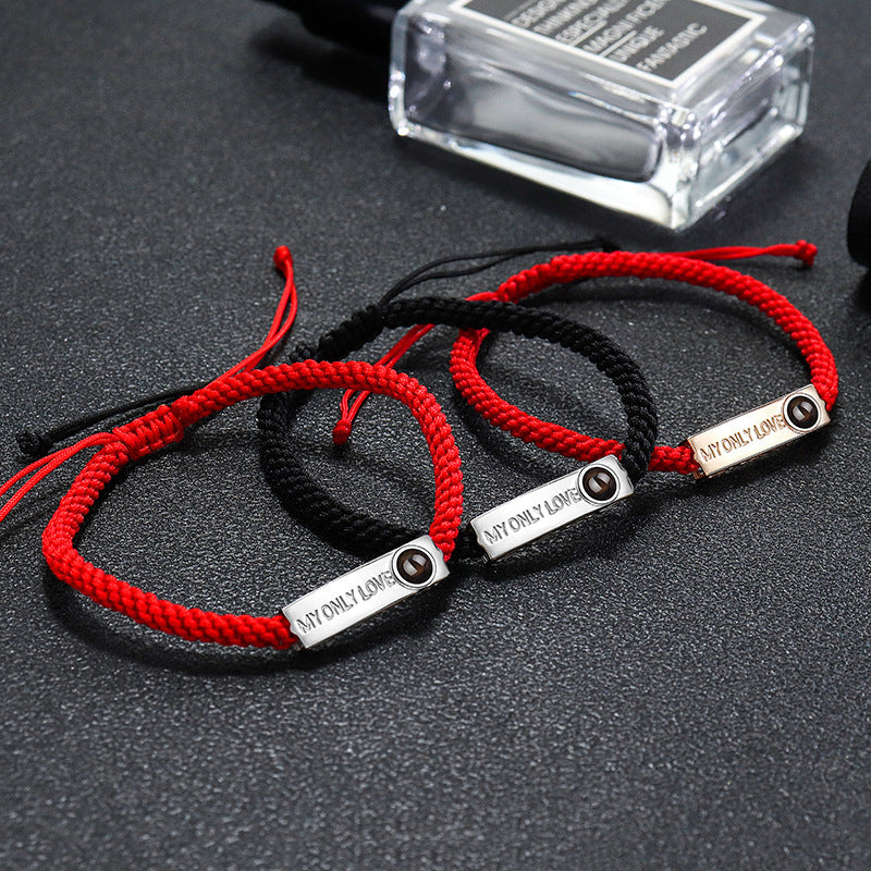 Photo projection S925 silver woven bracelet