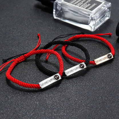 Photo projection S925 silver woven bracelet