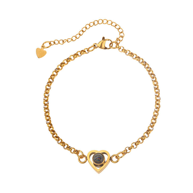 Photo projection heart shape bracelet