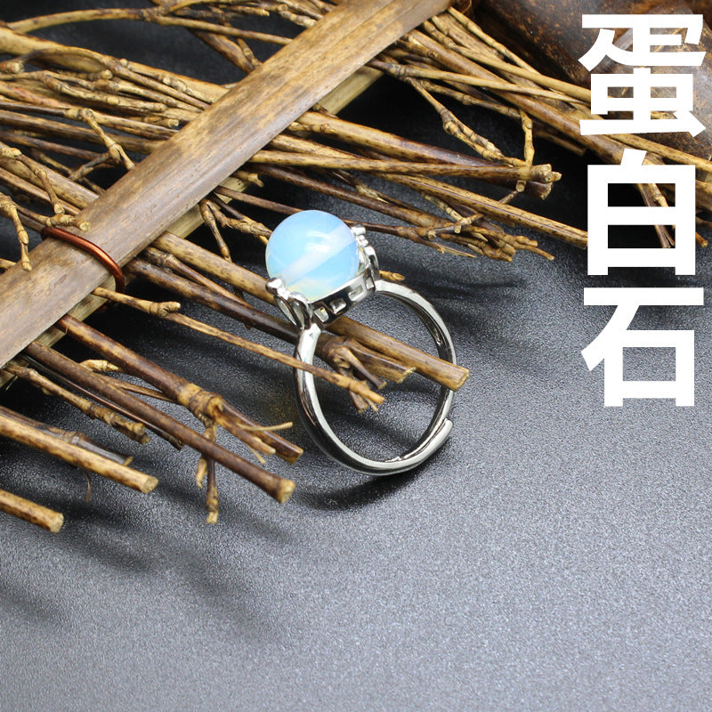 Natural stone lucky beads ring