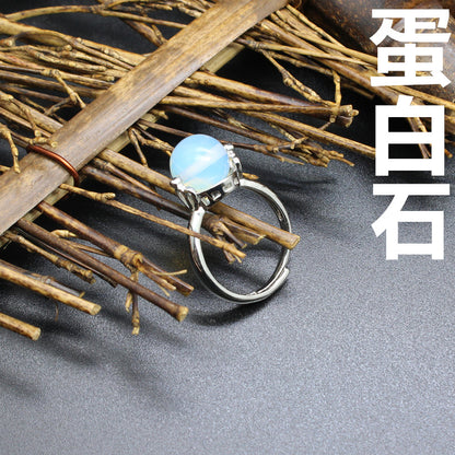 Natural stone lucky beads ring