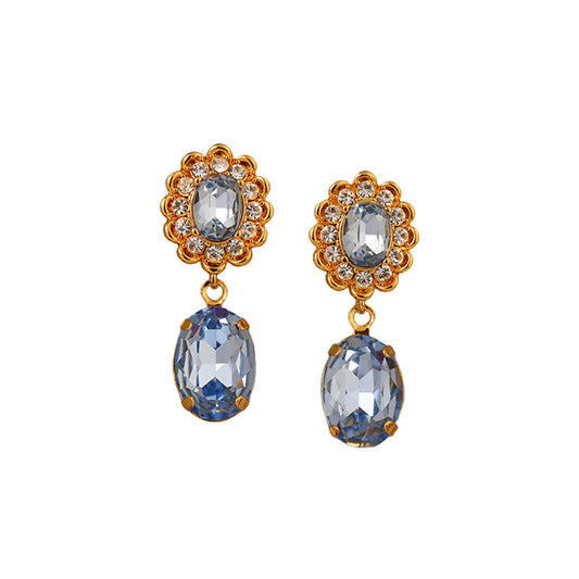 Temperament retro exquisite zircon water drop flower earrings - jewelryweilin