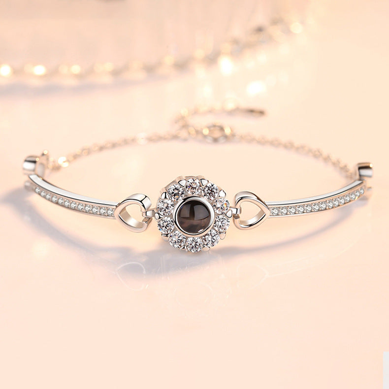 Photo projection zircon sunflower bracelet