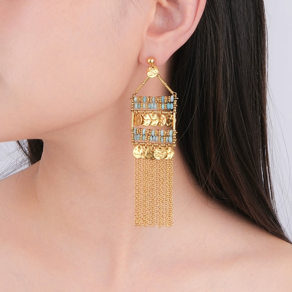 Retro light fringe earrings