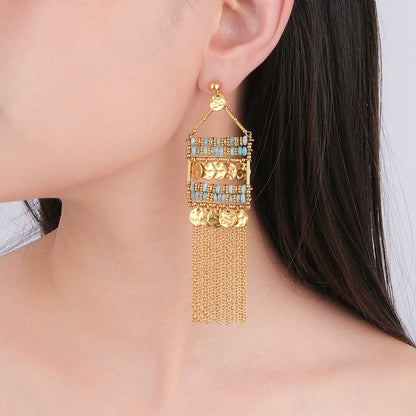 Retro light fringe earrings