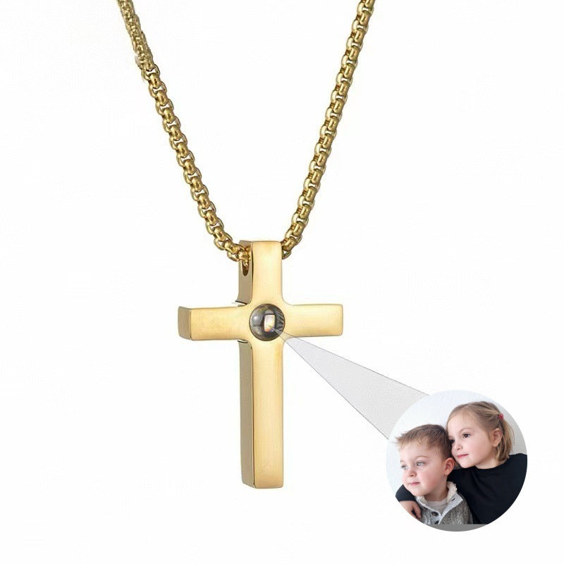 Photo Projection Cross Necklace
