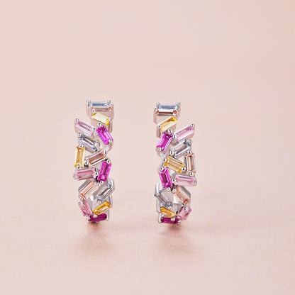 Rainbow inlaid colored zircon earrings - jewelryweilin