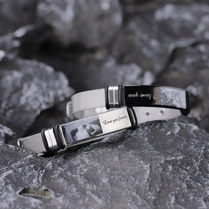 Engraved woven men's bracelet