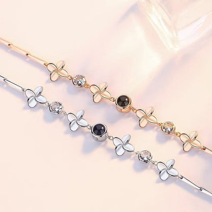 Photo projection four-leaf clover bracelet