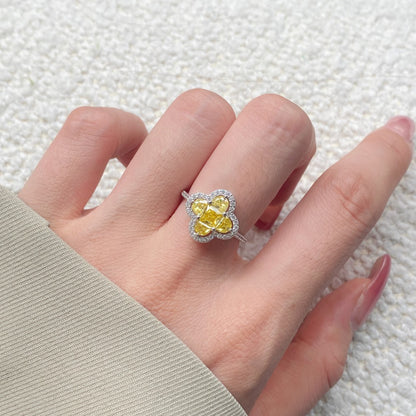 Classic noble shining ice flower cut high carbon diamond zircon ring - jewelryweilin
