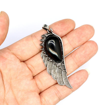 Punk Vintage Crystal Wing Pendant