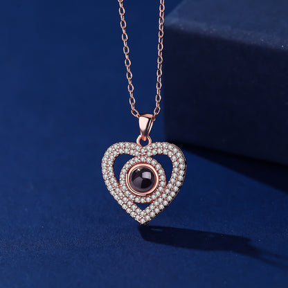 Photo Projection Heart Pendant Necklace