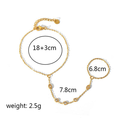 Internet celebrity style 18k gold-plated finger chain