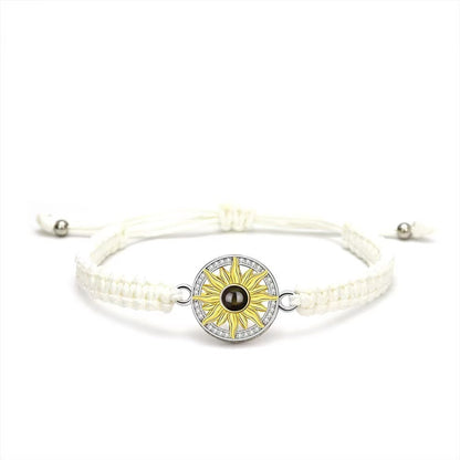 Photo projection sunflower woven wristband
