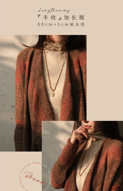 Golden wheat harvest necklace