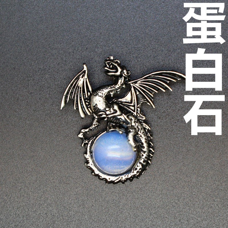 Vintage Natural Stone Dragon Pendant