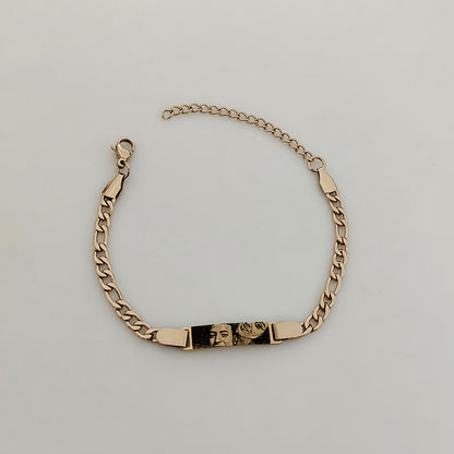 Brazalete con cadena de mano con imagen y texto grabado personalizado 