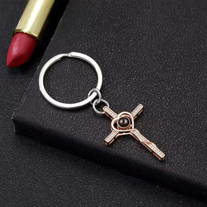 Photo Projection Heart Cross Necklace