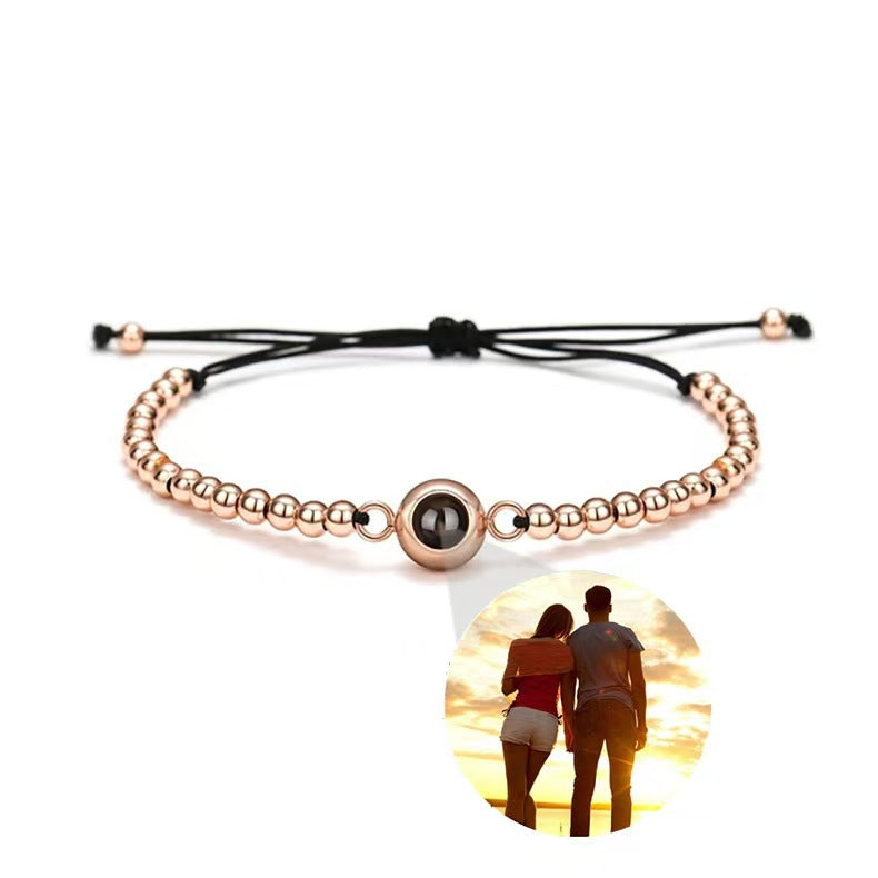Photo projection woven magnetic stone bracelet