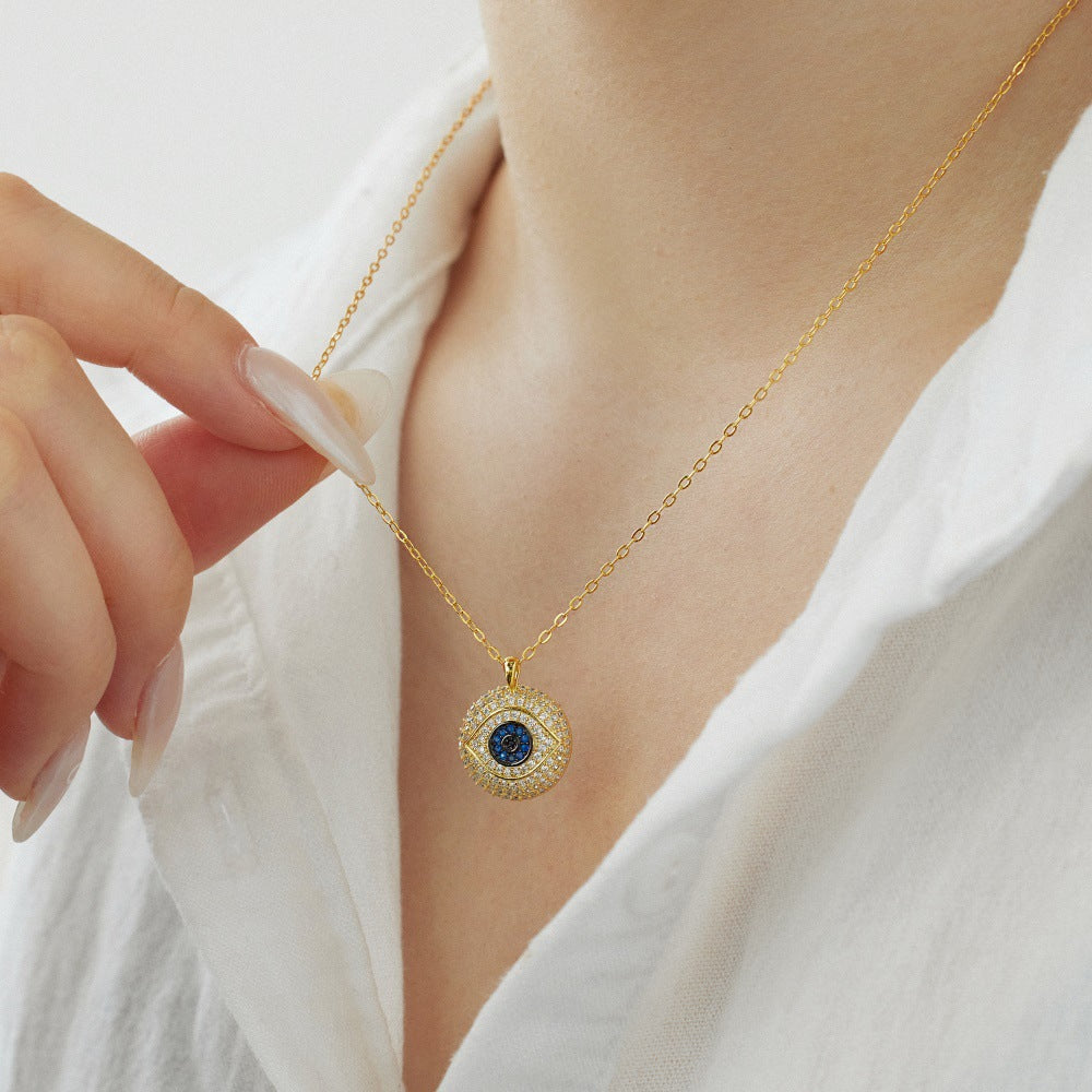 Simple and stylish personality round devil eye necklace - jewelryweilin