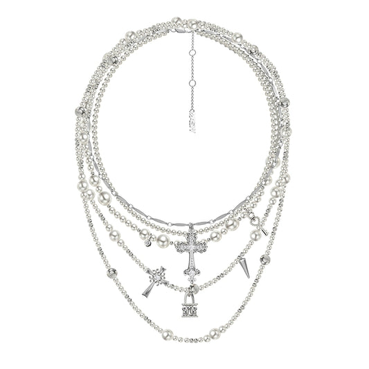 Cross necklace with multiple loops