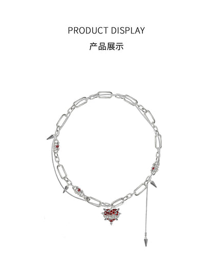 Love red heart necklace